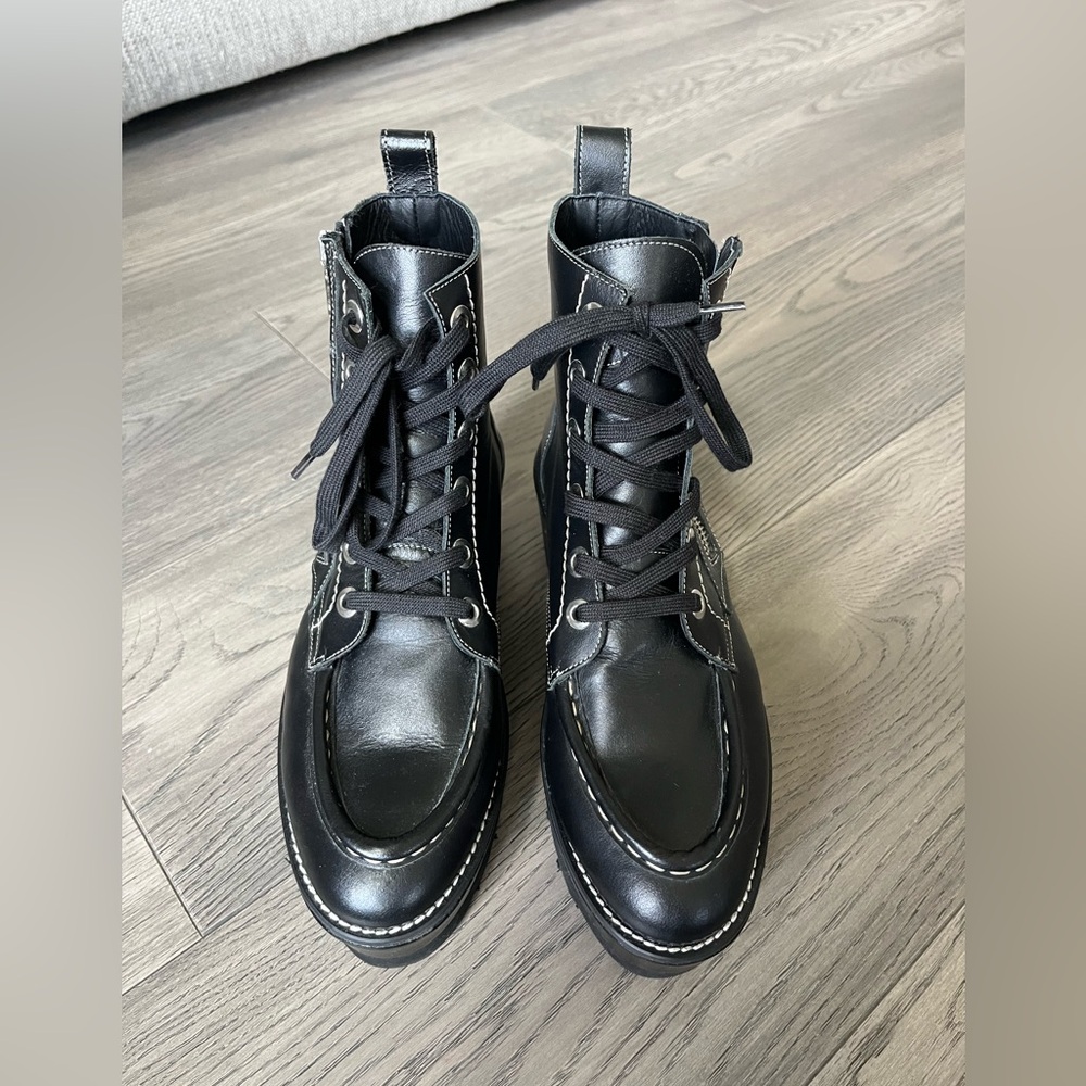 Free People Black Leather Platform Ankle Boots